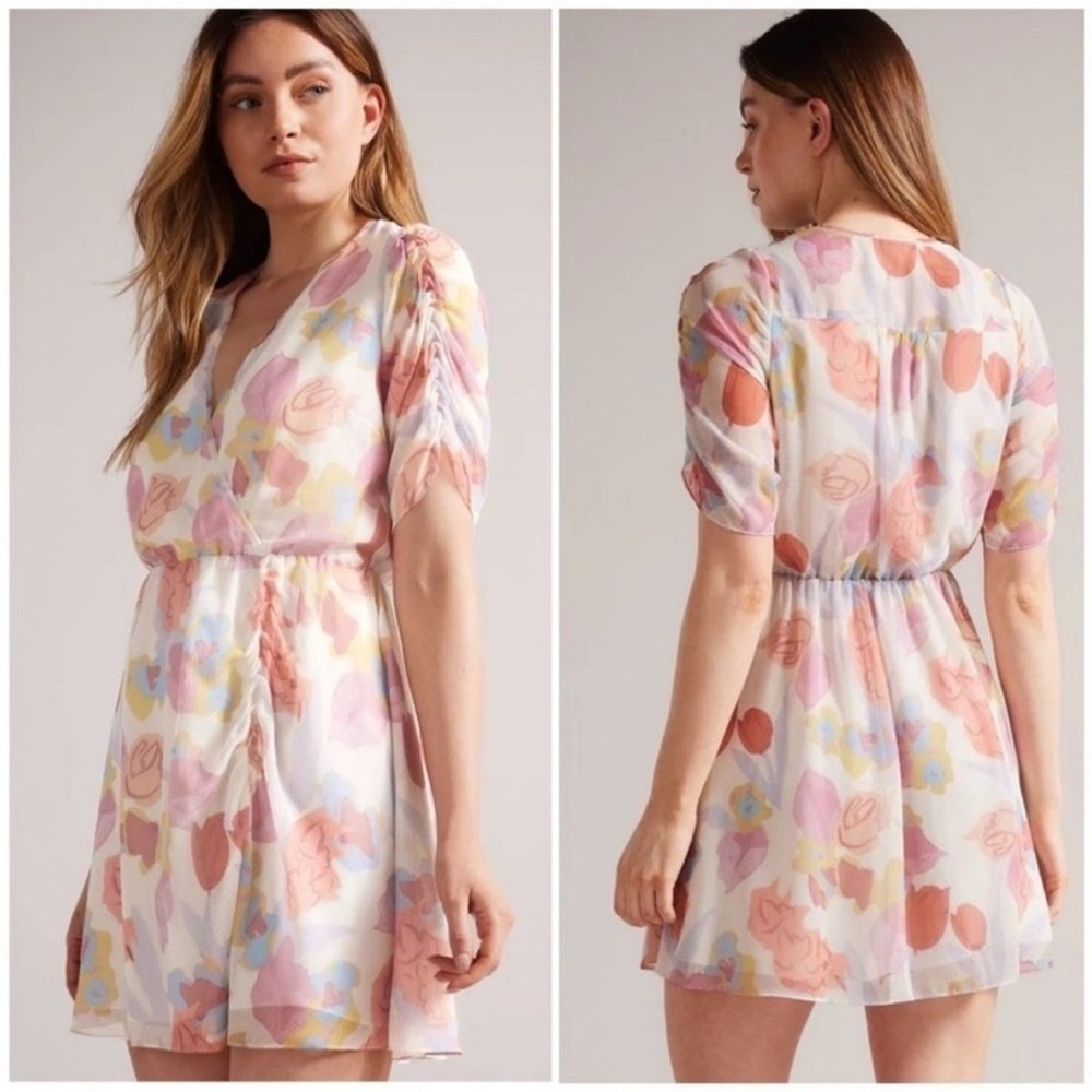 🍁Ted Baker Pastel Floral Chiffon Dress